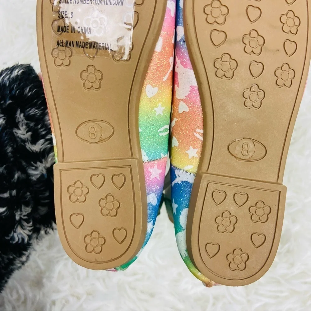 NWT EMMA NEW YORK colorful sparkly unicorn ballerina flats size girls 8